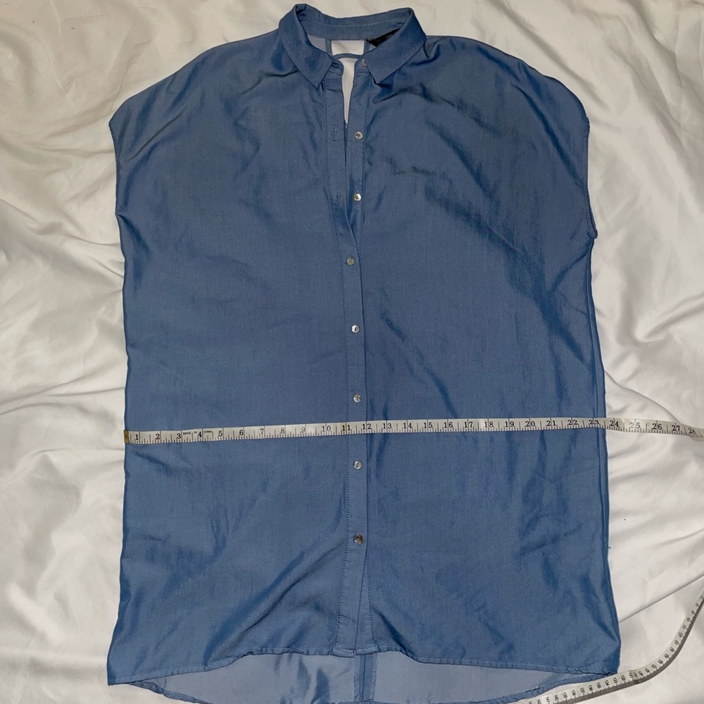 Zara Light Denim Sleeveless Button Down Dress